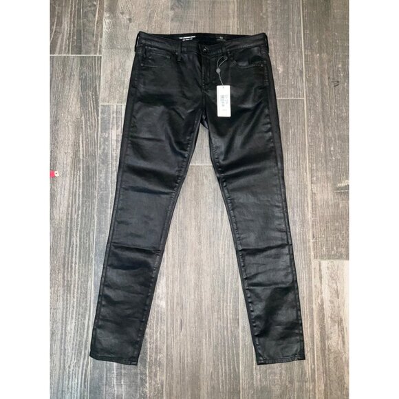 AG Black Leatherette Legging Ankle Super Skinny Jeans Size 28 - Picture 2 of 5